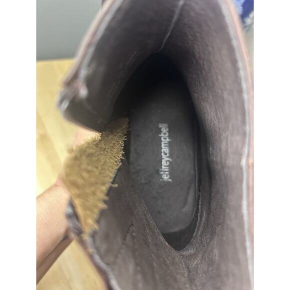 Jeffrey Campbell Sz 6 Brown Leather Platform Boots Chuncky Red Rubber Lug Sole - Picture 4 of 10